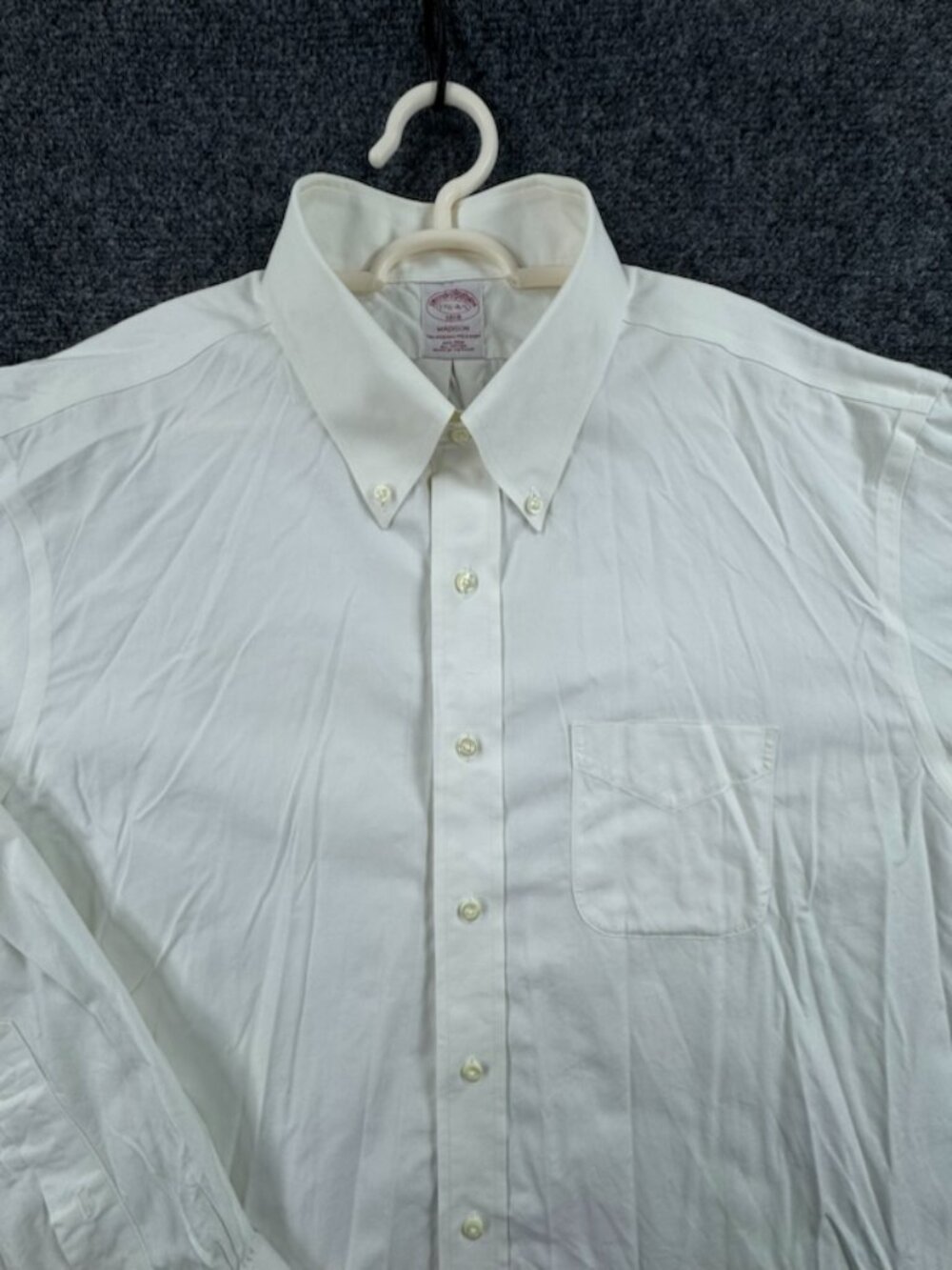 Brooks Brothers 17.5 4/5 Button-Down White All Cotton Non-Iron Madison Preppy